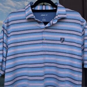 johnnie-O McKinley Striped "PPCC" Golf Polo L